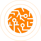 logo menor versão da astracode uma esfera de cor laranja